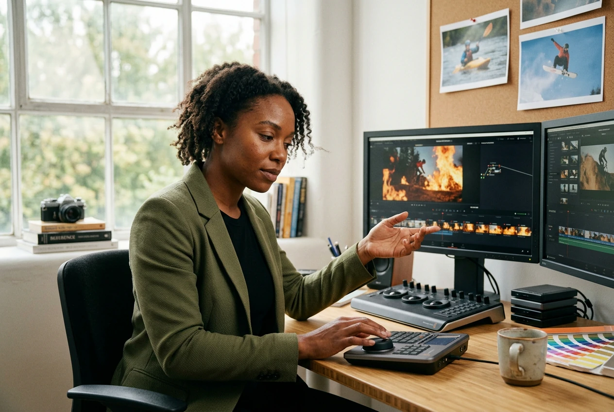 Explainer editor using flame transition for lessons