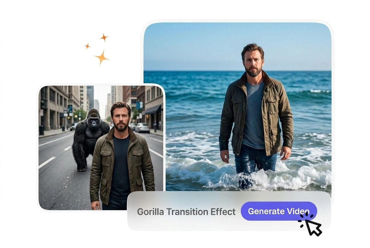 Free Gorilla Transition Effect trial with VideoAI