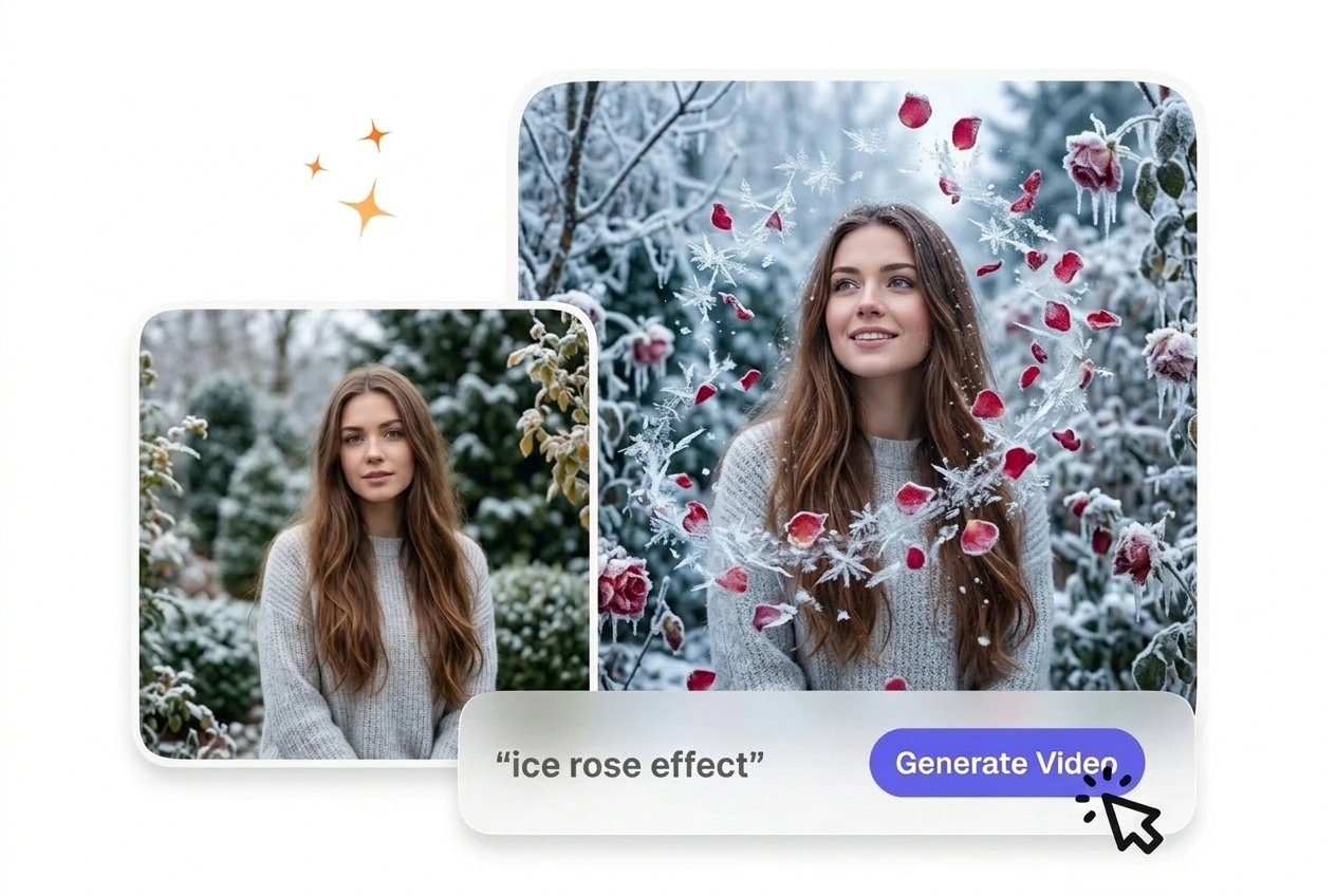 Ice Rose Effect VideoAI hero showcase example