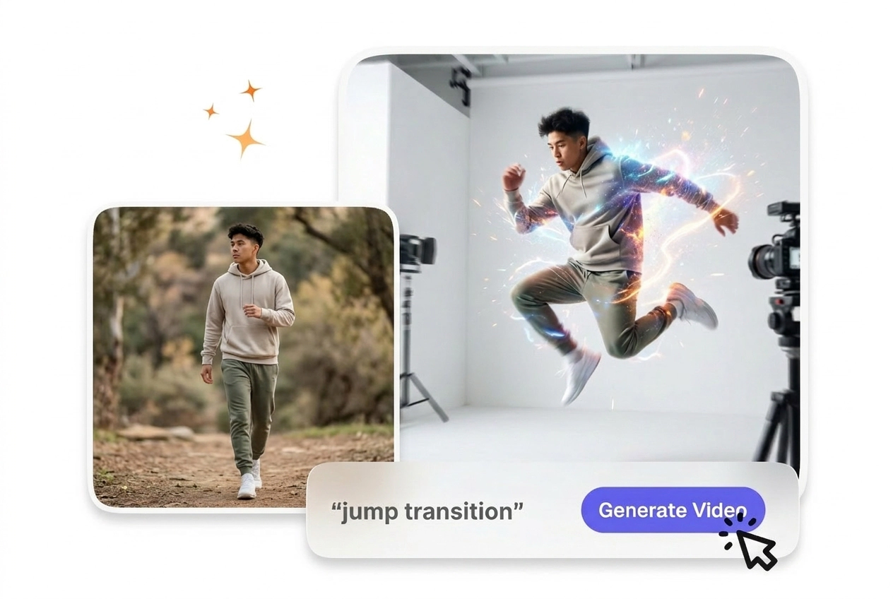 Jump transition tiktok example by VideoAI
