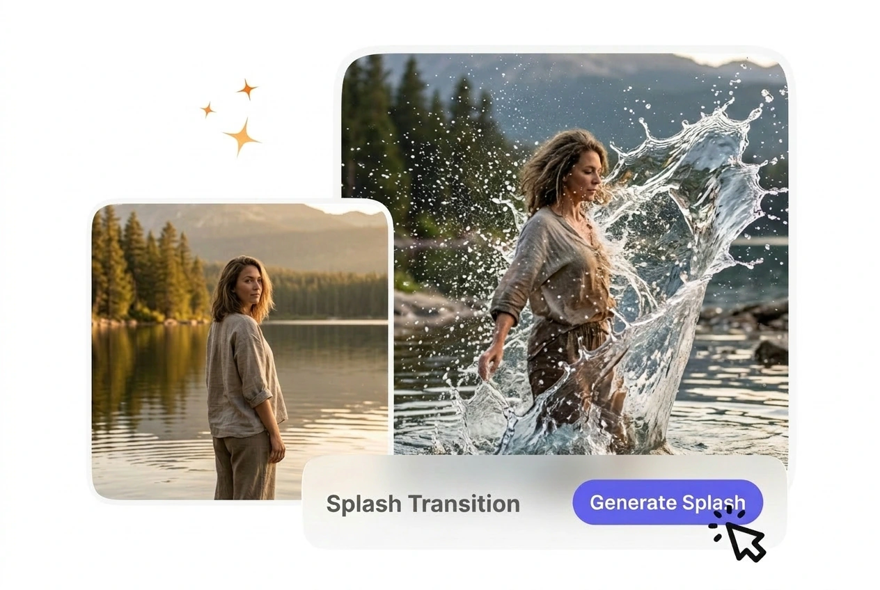 Water wave VideoAI hero showcase effect online