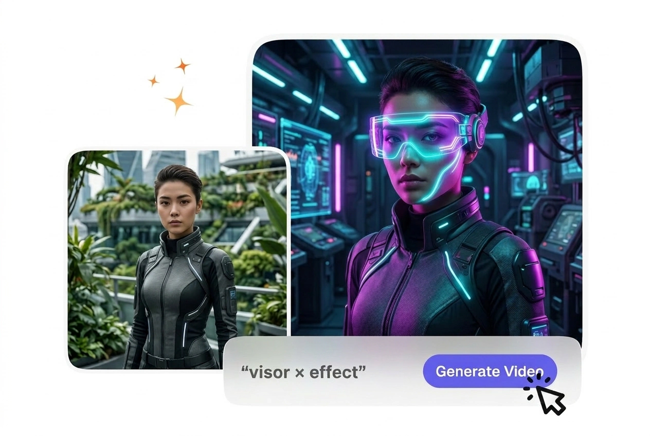 Visor X Effect VideoAI sci-fi transition showcase