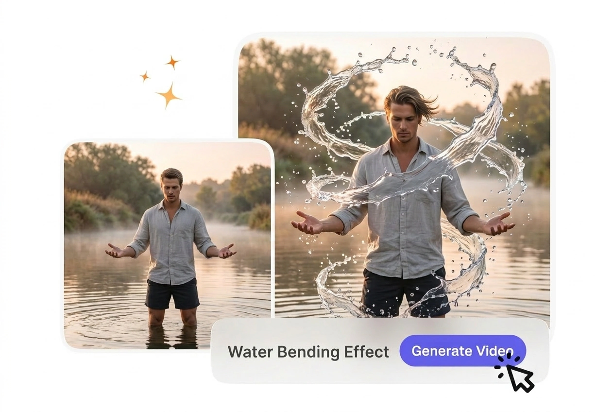 Water Bending Effect VideoAI hero showcase example